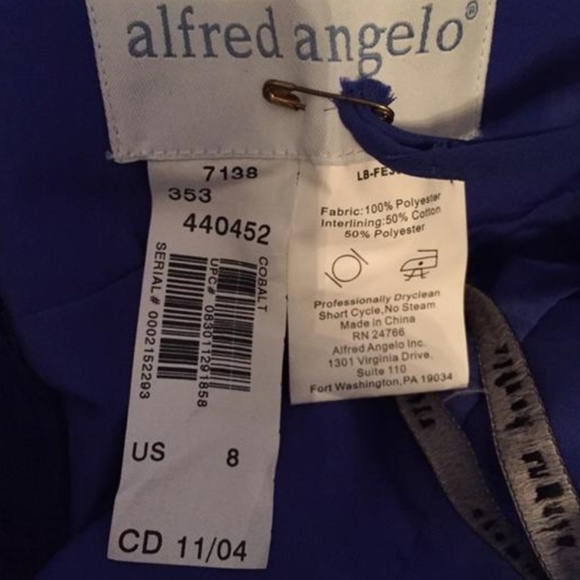 Alfred Angelo Cobalt Blue Polyester, size 8 - Picture 4 of 4